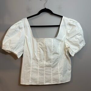 J.Crew sz 14 Puff-sleeve squareneck top in cotton poplin br057